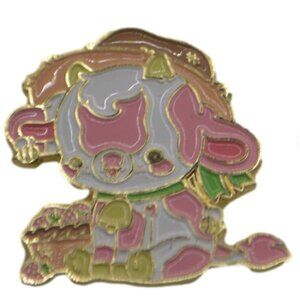 BRIGHT BAT DESIGN Pink Calf / Cow ENAMEL PIN